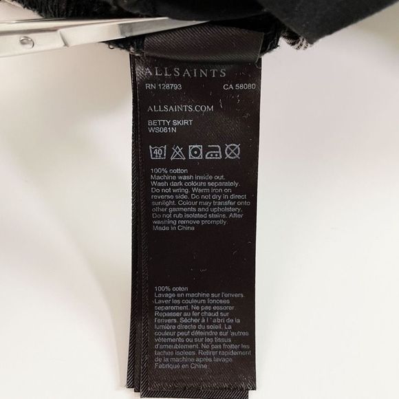 Allsaints Betty Denim Jean Miniskirt Raw Hem Washed Grey Black 4 - Picture 7 of 8